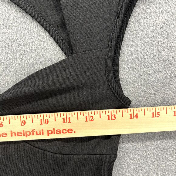 Commense Top Womens Medium Black Cutout cap Sleeve stretch semi sheer - Picture 10 of 16